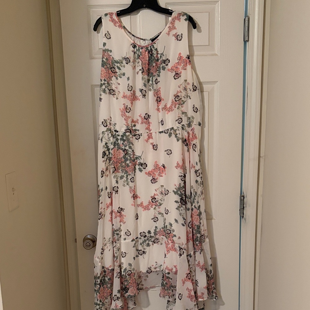 Lane Bryant White Floral High-Low Dress